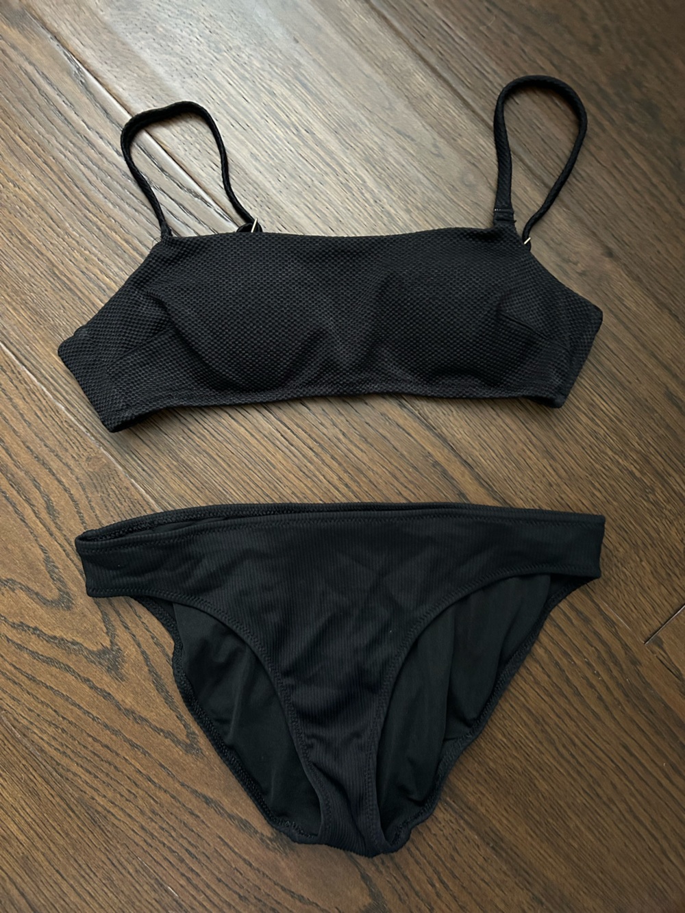 aerie Black Textured Bikini Set